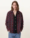 Allsaints Austin Checked Brushed Cardigan In Dark Brick Red