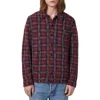 Allsaints Austin Checked Brushed Cardigan In Burgundy