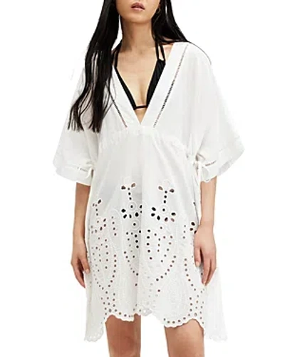 Allsaints Avalon Cotton Eyelet Cover-up Tunic In Chalk White