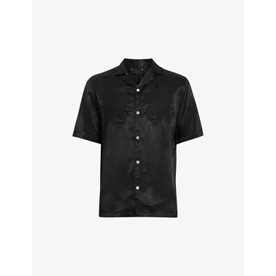 Allsaints Mens Jet Black Avalon Relaxed-fit Short-sleeve Woven Shirt