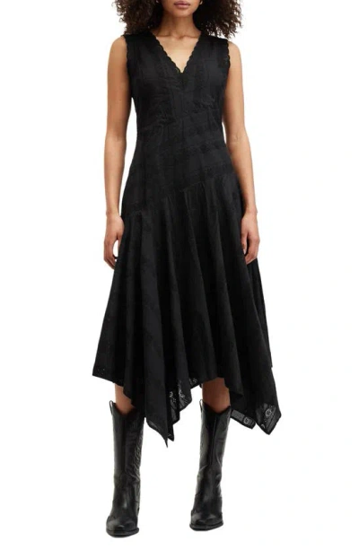 Allsaints Avania Eyelet Embroidery Dress In Black