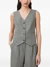 Allsaints Averie Button-fastening Sleeveless Vest In Gray