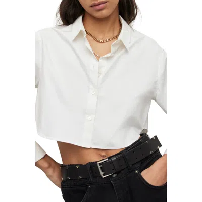 Allsaints Averie Crop Button-up Shirt In White