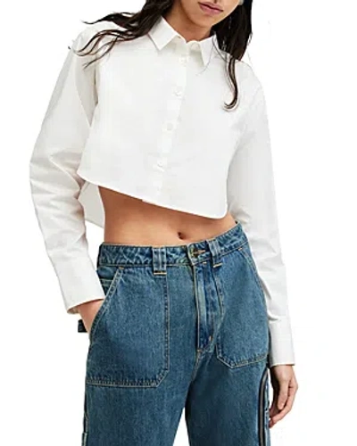 Allsaints Averie Cropped Relaxed Fit Shirt In White