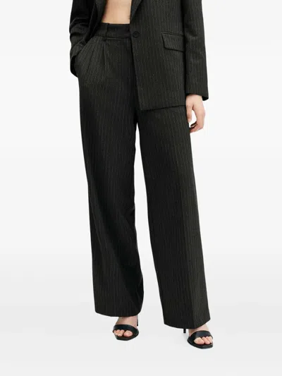 Allsaints Averie Pinstripe Pleated Trousers In Gray