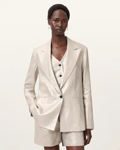 Allsaints Averie Relaxed Fit Blazer In Silver Grey