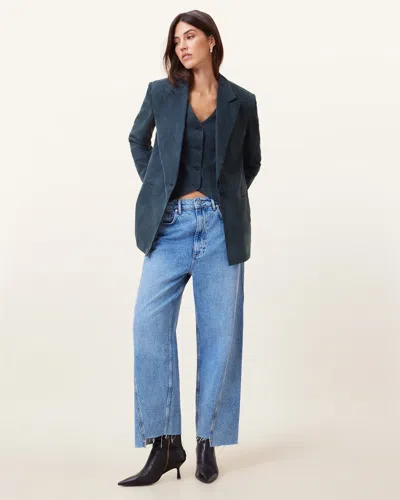 Allsaints Averie Ten Relaxed Fit Blazer In Blueberry Blue