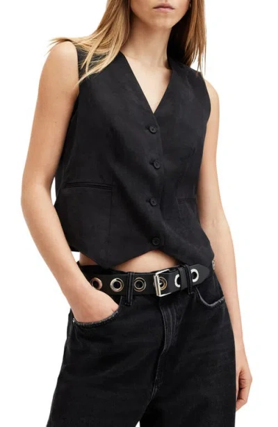 Allsaints Averie Ten Relaxed Fit Waistcoat In Black