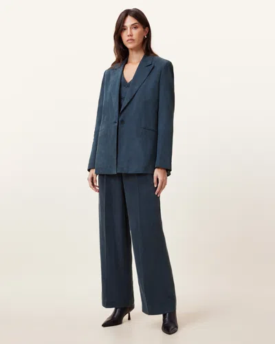 Allsaints Averie Ten Wide Leg Trousers In Blueberry Blue