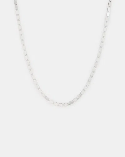 Allsaints Axel Hexagon Chain Necklace In Warm Silvr/drk Hem