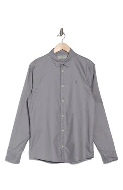 Allsaints Azur Long Sleeve Cotton Button-up Shirt In Ash Grey