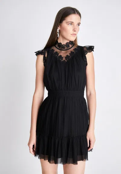Allsaints Azura Dress Womens 4 Black Tulle Lace Cap Sleeve Party Cocktail Erk148