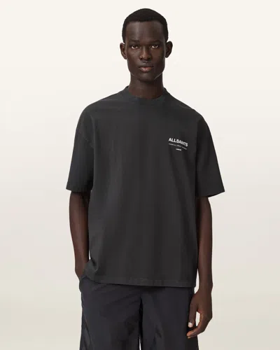 Allsaints Backstage Short Sleeve Oversized Graphic T-shirt In Gray