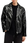 Allsaints Badwan Slim Fit Leather Biker Jacket In Black