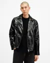 Allsaints Badwan Slim Fit Leather Biker Jacket In Black
