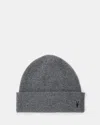 Allsaints Bailey Wool Ramskull Embroidered Beanie In Ultimate Grey