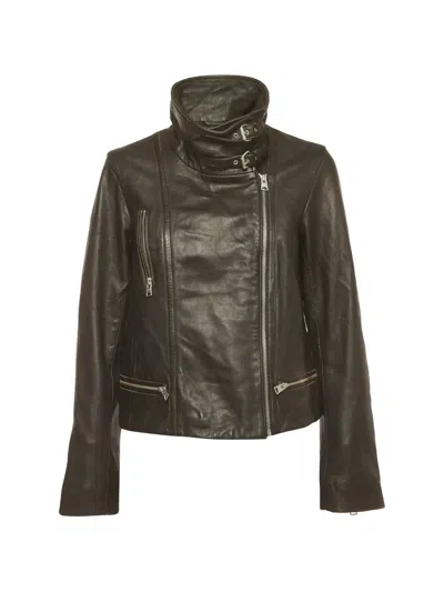 Pre-owned Allsaints Bales Leather Biker Jacket In Black