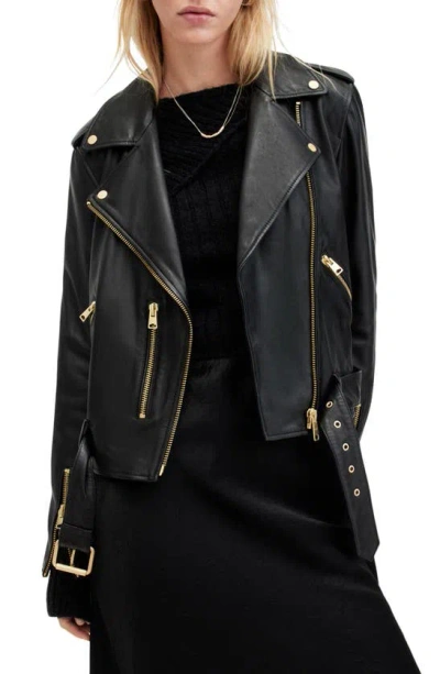 ALLSAINTS BALFERN BELTED LEATHER BIKER JACKET