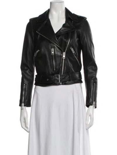 Pre-owned Allsaints Balfern Biker Jacket Leather Biker Jacket In Black
