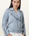 Allsaints Balfern Biker Jacket In Pale Denim Blue