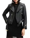 Allsaints Balfern Belted Leather Biker Jacket In Black/gold