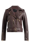 Allsaints Dalby Leather Moto Jacket In Oxblood Red