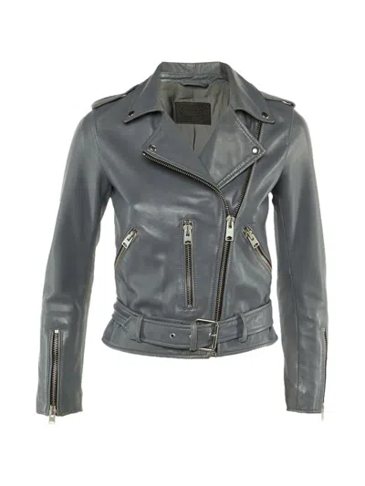 Pre-owned Allsaints Balfern Leather Jacket In Gray