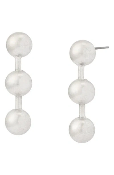 Allsaints Ball Chain Short Linear Drop Earrings In Metallic