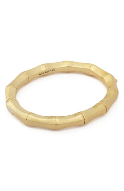 Allsaints Bamboo Texture Bangle In Gold
