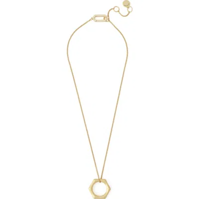 Allsaints Bamboo Texture Pendant Necklace In Gold