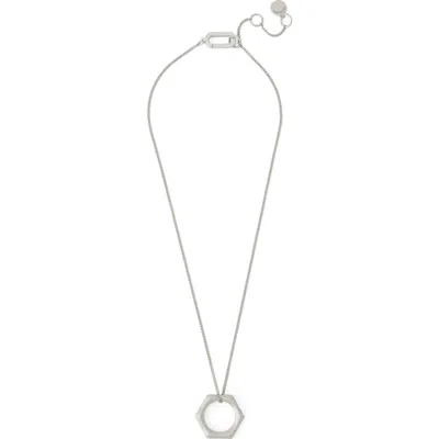 Allsaints Bamboo Texture Pendant Necklace In Metallic