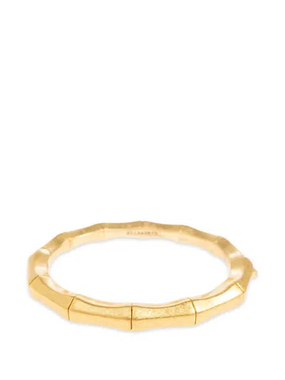 Allsaints Bamboo-effect Engraved-logo Bracelet In Gold