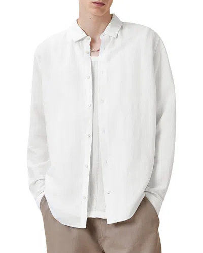 Allsaints Bandol Relaxed Fit Linen Shirt In White