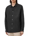 Allsaints Bandol Linen Blend Button-up Shirt In Black