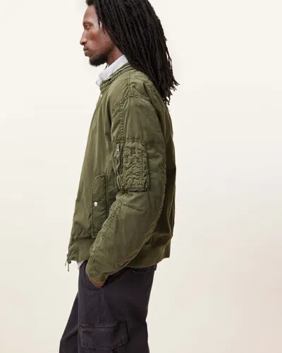 Allsaints Banner Relaxed Fit Bomber Jacket In Pastoral Green