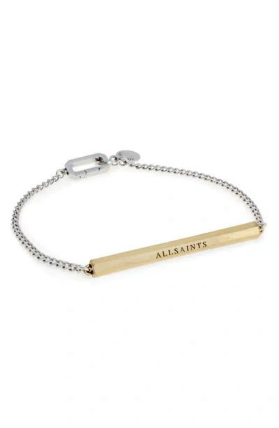 Allsaints Bar Chain Flex Bracelet In White