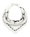 Allsaints Barb Heart Silk Square Bandana In White