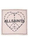 Allsaints Barb Heart Silk Square Bandana In Blush