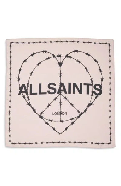 Allsaints Barb Heart Silk Square Bandana In Blush