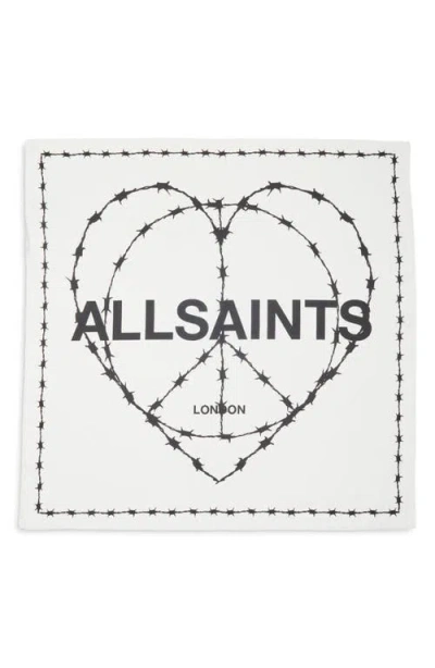 Allsaints Barb Heart Silk Square Bandana In White