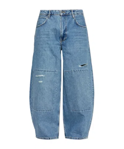 Allsaints Barrel Distressed Wide-leg Jeans In Blue