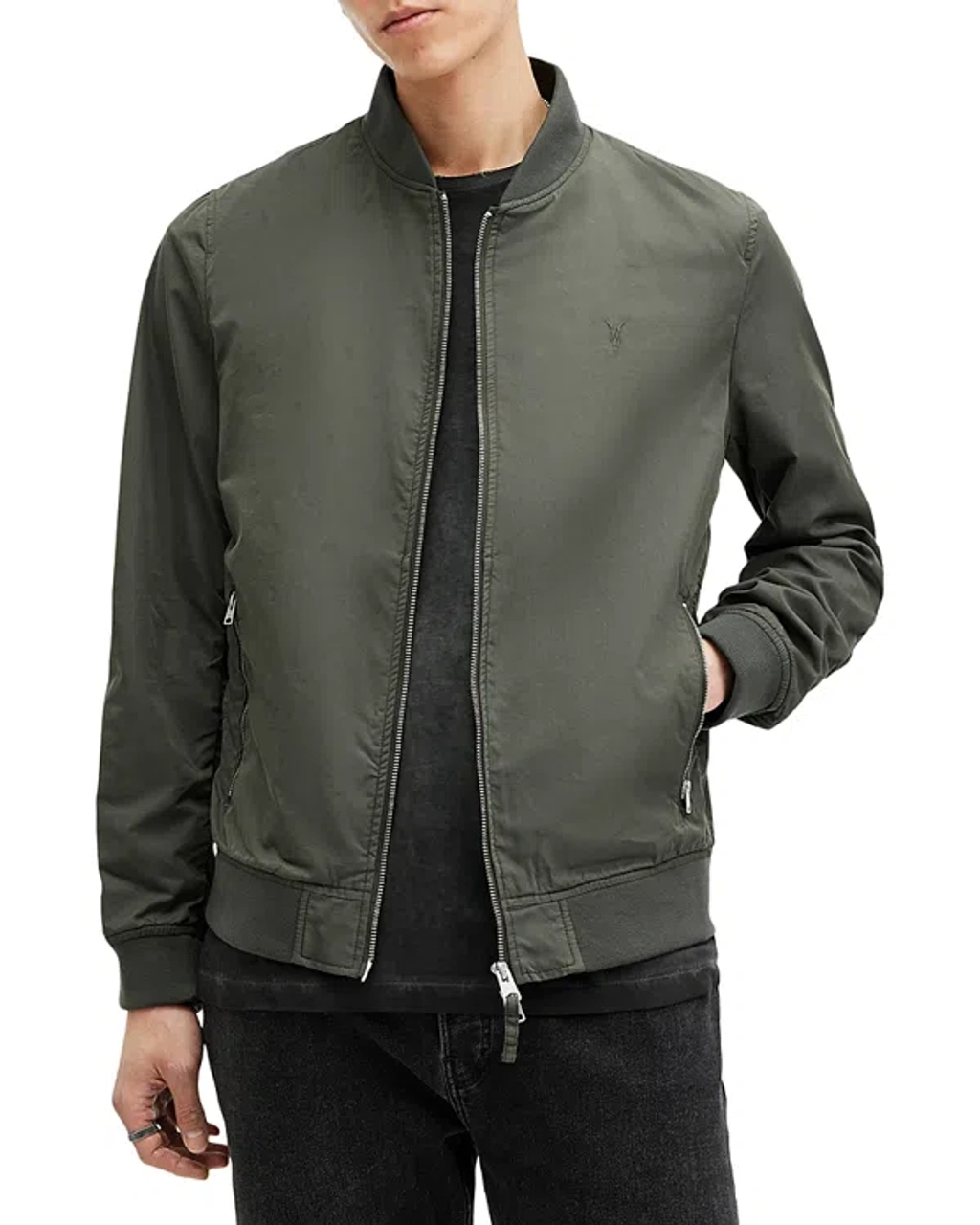 Allsaints Bassett Bomber Jacket In Dull Khaki ModeSens