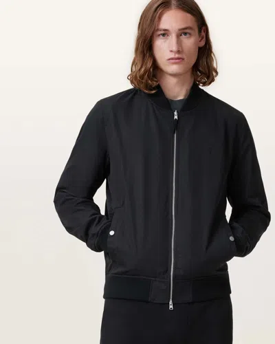 Allsaints Bassett Ramskull Bomber Jacket In Black/khaki Brown