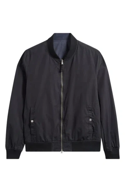 Allsaints Bassett Reversible Bomber Jacket In Black/command Blue