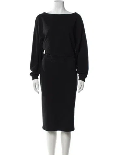 Pre-owned Allsaints Bateau Neckline Knee-length Dress In Blue