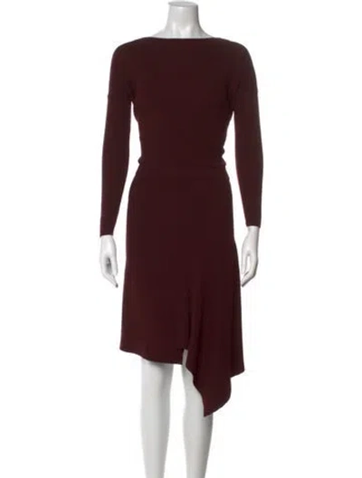Pre-owned Allsaints Bateau Neckline Knee-length Dress In Burgundy