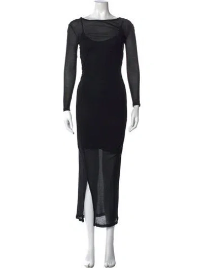 Pre-owned Allsaints Bateau Neckline Long Dress In Black