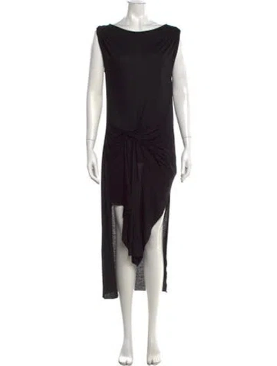 Pre-owned Allsaints Bateau Neckline Long Dress In Black