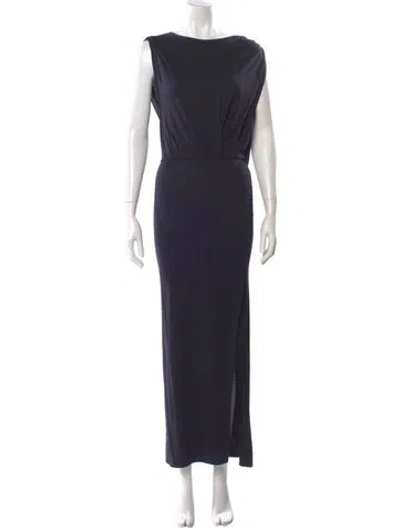 Pre-owned Allsaints Bateau Neckline Long Dress In Blue