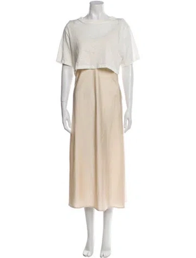 Pre-owned Allsaints Bateau Neckline Long Dress In Neutral